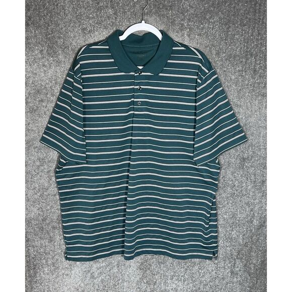 Croft & Barrow Performance Polo Shirt Mens Size XXL Green Polyester Mesh Stripes - Picture 1 of 6